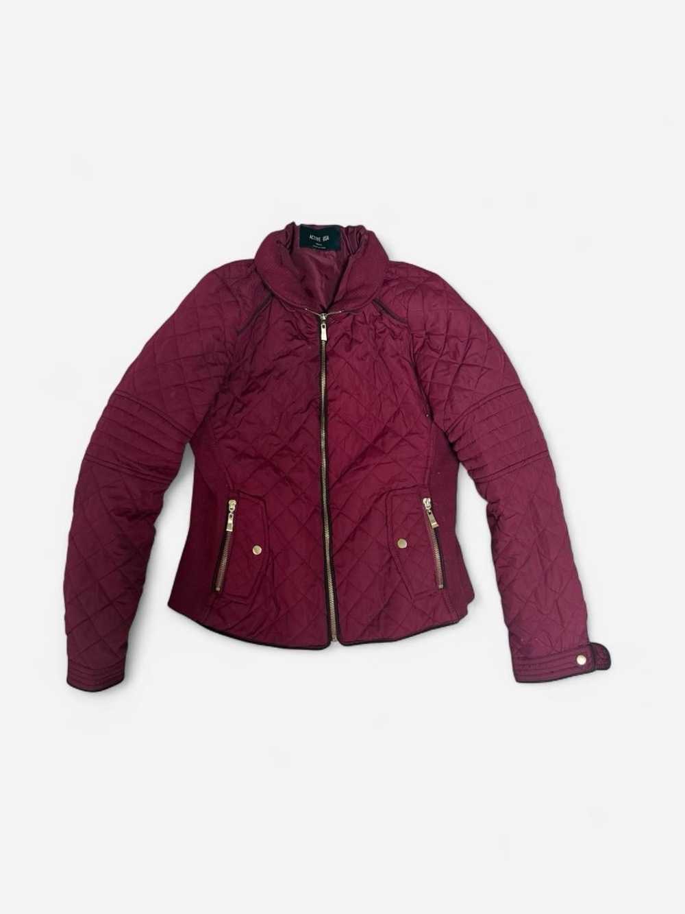 Active USA Quilted Burgundy Puffer Jacket